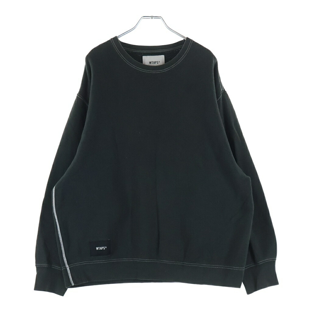 WTAPS(ダブルタップス) 大きさ:2 21AW CREW NECK ロゴタイプ継ぎ切れ クルーネックスウェットトレーナー 黒いこと 212ATDT-CSM24【中古】【座標軸B】【色つや黒いこと】【取りまわしバス発着場BRING福岡天神店】