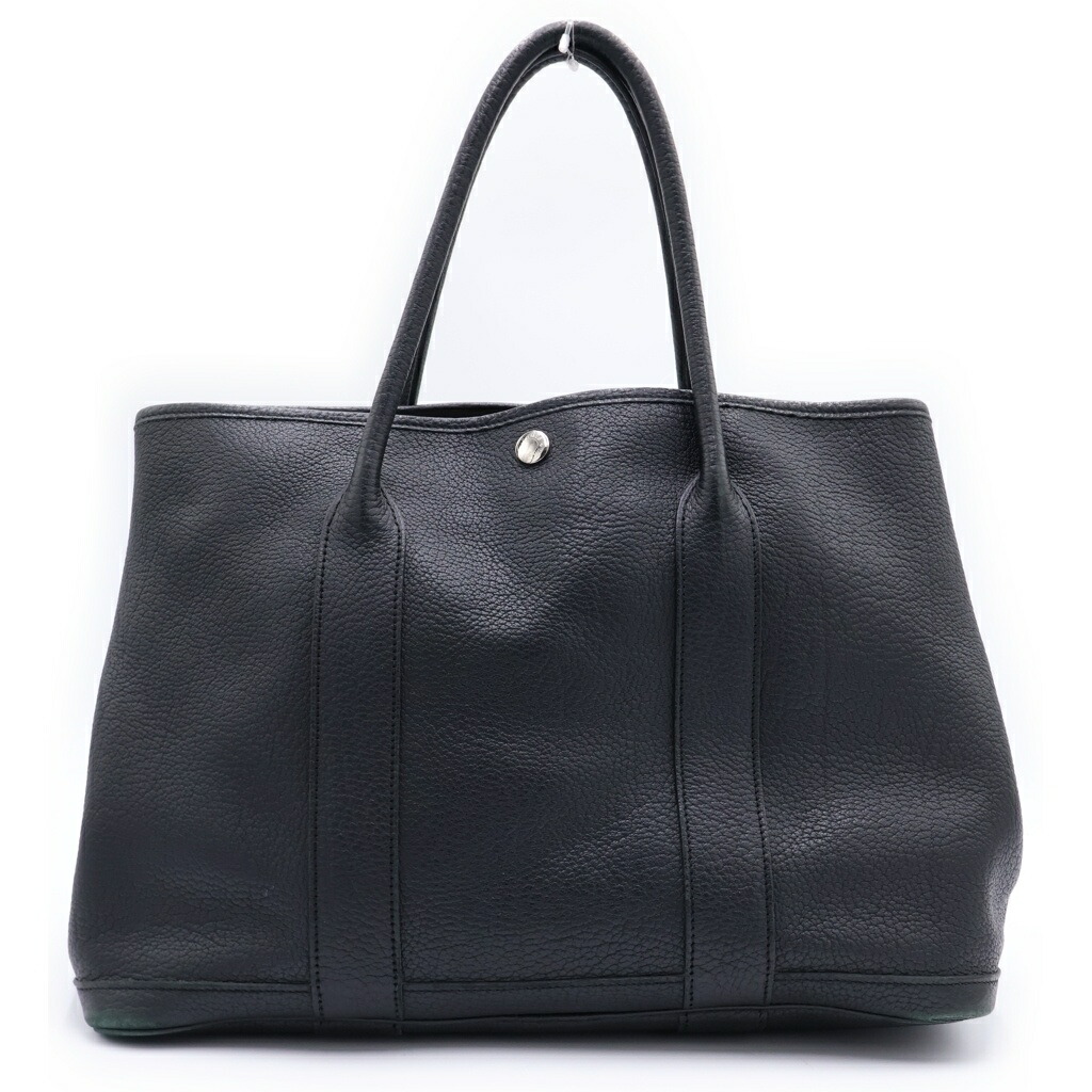 HERMES(エルメス) 苑地寄りあいPM ハンドバック トートバッグ 黒いこと ネゴンダ なめし革 □K しろがね色金具【中古】【座標軸B】【色合い黒いこと】【オンライン制限事項商いもの】