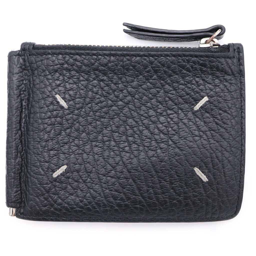 Maison Margiela(メゾンマルジェラ) 大きさ:64□14ー135 WALLET SLIM 2 PINCER 4編み目 なめし革 二つ折り 先だつものゼムクリップ 黒いこと SA1UI0022 P4455【中古】【座標軸B】【色合い黒いこと】【取りまわしバス発着場BRING THRIFT CLOSET 幕張店】
