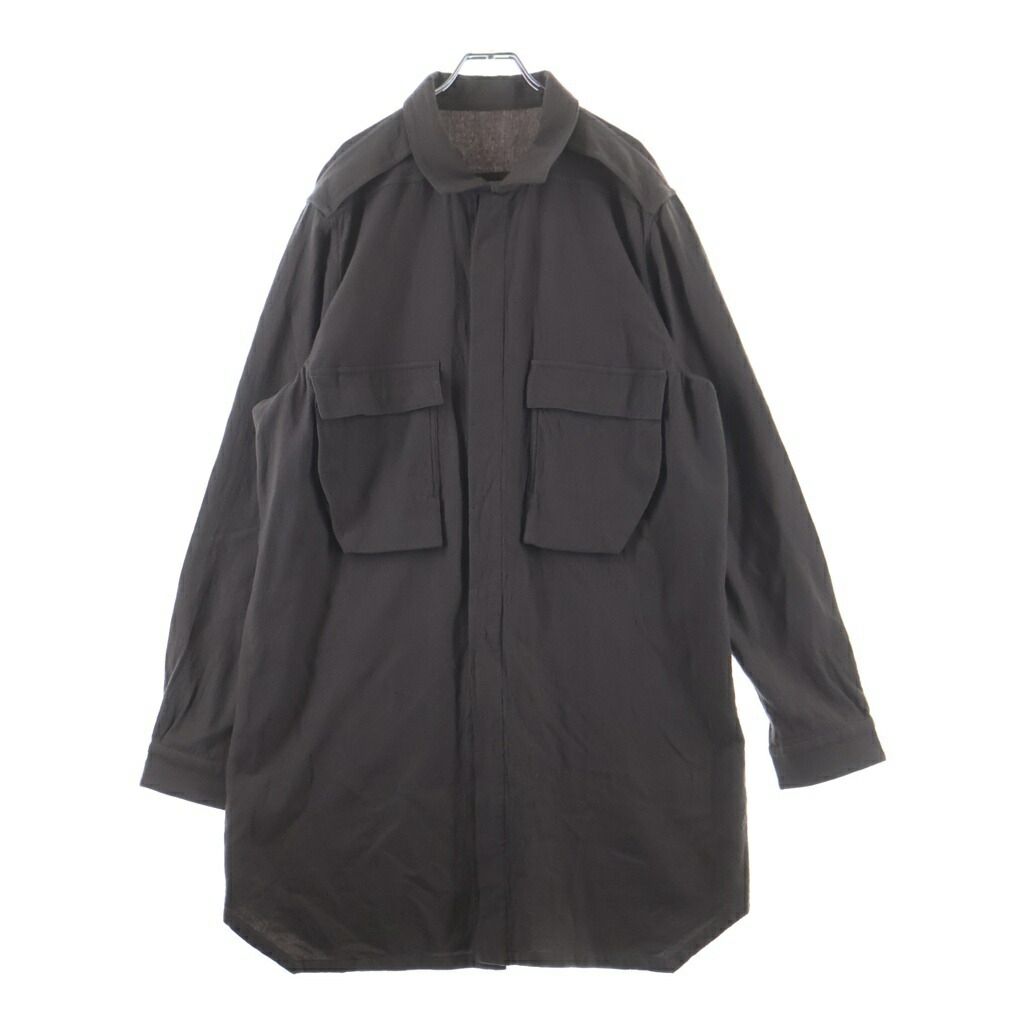 Rick Owens(リックオウエンス) サイズ:48 22AW STROBE FIELD SHIRT ウール オーバーサイズ シャツ ブラウン RU02B2295【中古】【程度B】【カラーブラウン】【取扱店舗BRING WASTE_NOT】|ブランド買取・販売 BRING