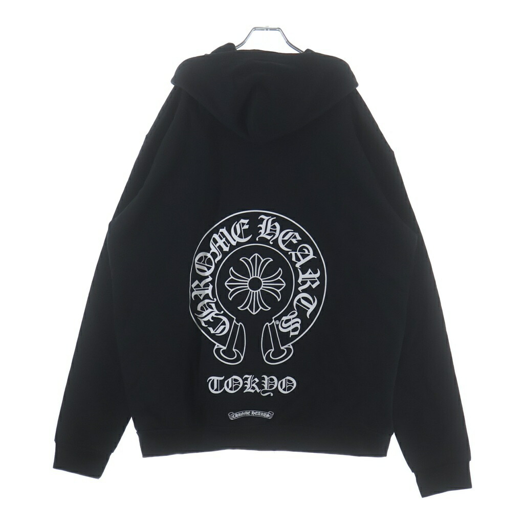 CHROME HEARTS(クロムハーツ) 大きさ:XL SWTSHRT 固定ディスク ZIP LTD 日本の首都制限事項バックホースシュープリントジップアップパーカー【新古品/中古】【座標軸S】【色合い黒いこと】【取りまわしバス発着場新宿】