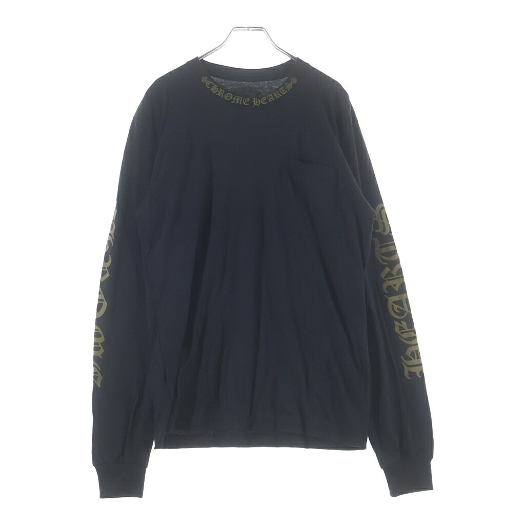 CHROME HEARTS(クロムハーツ) 大きさ:M のど頚ロゴタイプ ロングスリーブカットソー 長袖プルオーバー 黒いこと【中古】【座標軸B】【色合い黒いこと】【取りまわしバス発着場BRING亜米利加村店】