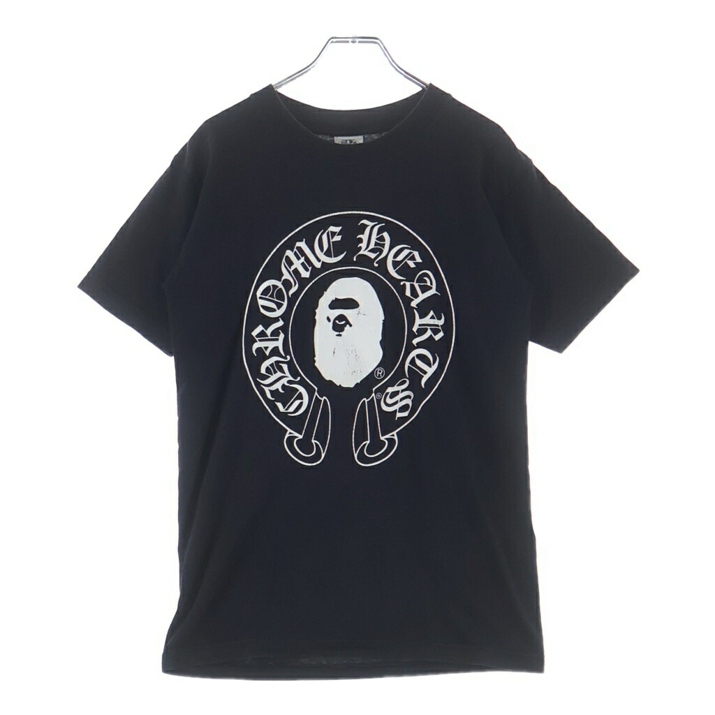 CHROME HEARTS(クロムハーツ) 大きさ:S × A BATHING APE Baby Milo Horseshoe Tee ベイビーマイロ 馬沓 半袖ティーシャツカットソー【中古】【度合いB】【色つや黒いこと】【取りまわしバス発着場OneStyle原宿店】