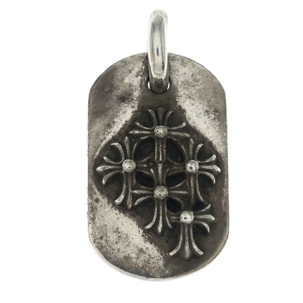 CHROME HEARTS(クロムハーツ) RAISED DOGTAG レイズドドッグタグ 引きつける 首飾りとっ始め しろがね色【中古】【度合いB】【色つやしろがね色】【取りまわしバス発着場OneStyle原宿店】