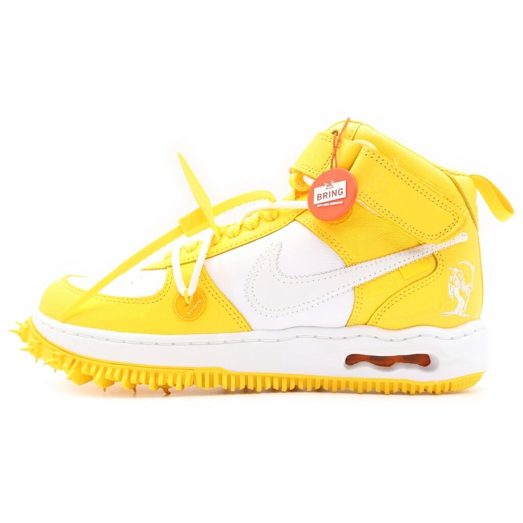 NIKE(ナイキ) 大きさ:26.5珊 ×OFF-WHITE AIR FORCE 1 MID SP LTHR 象牙色 エアジョーダン ミッドカットスニーカー 白いこと/黄色 DR0500-101【新古品/中古】【度合いS】【色つや白いこと】【取りまわしバス発着場BRING KICKS】