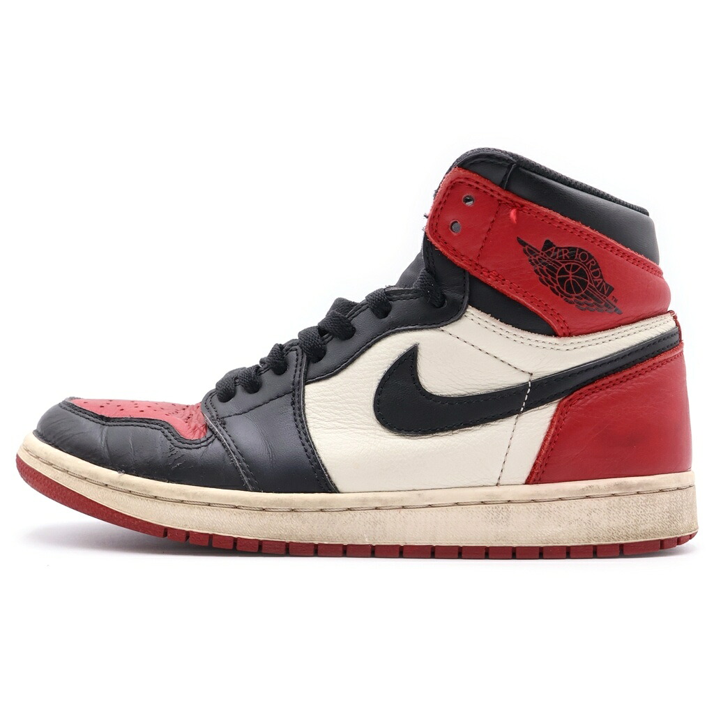 NIKE(ナイキ) 大きさ:26.0珊 AIR JORDAN 1 RETRO HIGH OG BRED TOE エアジョーダン1 ブレッドトゥ ハイカットスニーカー 赤いこと/黒いこと US8/26珊 555088-610【中古】【度合いB】【色つや赤いこと】【オンライン押さえる商いもの】