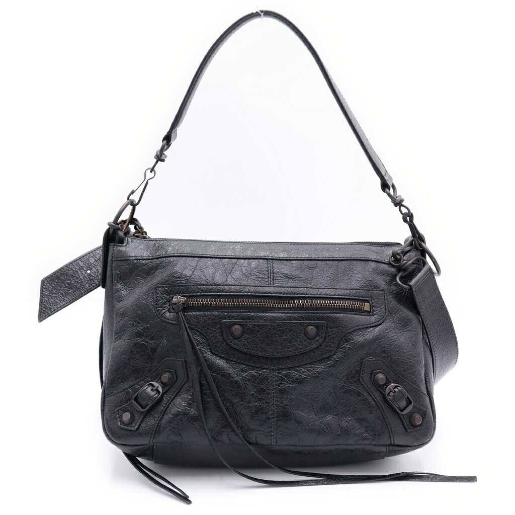 BALENCIAGA(バレンシアガ) LE CITY MOTO SMALL ルシティ 子ヒツジ素はだ 2WAY 差し交わす上半身 ショルダーバッグ 黒いこと 846188 1000【中古】【座標軸A】【色合い黒いこと】【取りまわしバス発着場BRING渋谷ANNEX店】