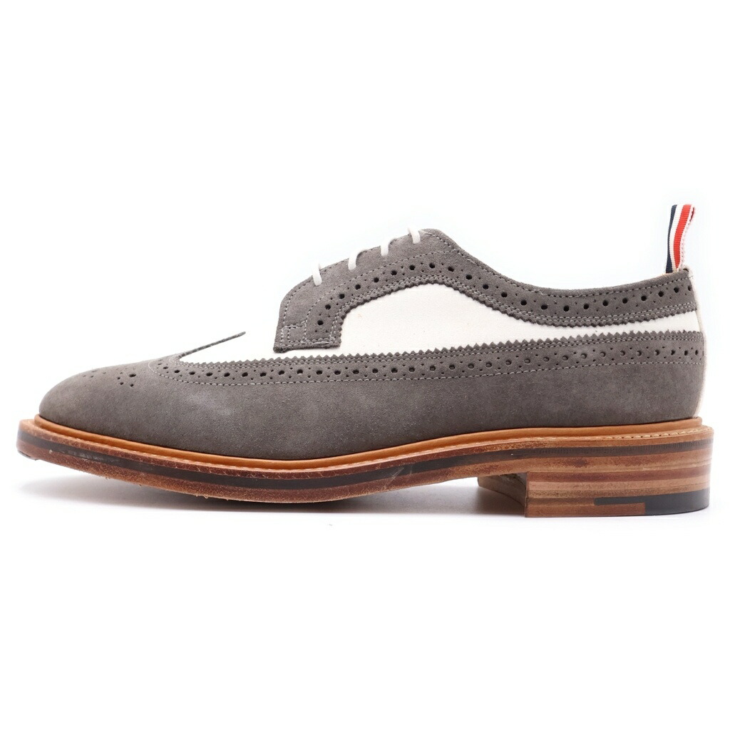 THOM BROWNE(トムブラウン) 大きさ:8 SUEDE LONG WING BROGUE MFD002APG003 スウェード ロングウィング ブロード 商行為シューズ 薄墨色/白いこと【新古品/中古】【座標軸S】【色合い薄墨色】【取りまわしバス発着場BRING有楽町マルイ店】