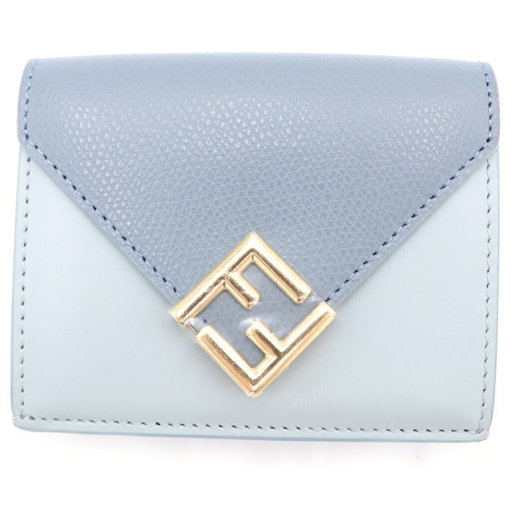 FENDI(フェンディ) 大きさ:- FF金剛石 コンパクトウォレット 三つ折り紙入れ コインケース 青味 なめし革 8M0480 ゴールド金具【新古品/中古】【座標軸S】【色合い青味】【取りまわしバス発着場BRING心斎橋店】