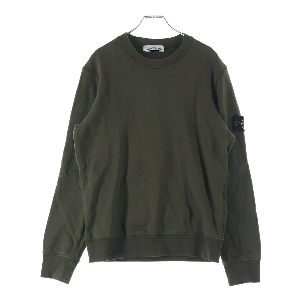 STONE ISLAND(ストーンアイランド) 大きさ:S ORGANIC COTTON FLEECE ショルダーロゴワッペン 綿織物 労働者の一団のど首長袖スウェットトレーナー カーキ K1S156100044S0051【中古】【座標軸B】【色合いカーキ】【取りまわしバス発着場BRING THRIFT CLOSET あべの店】
