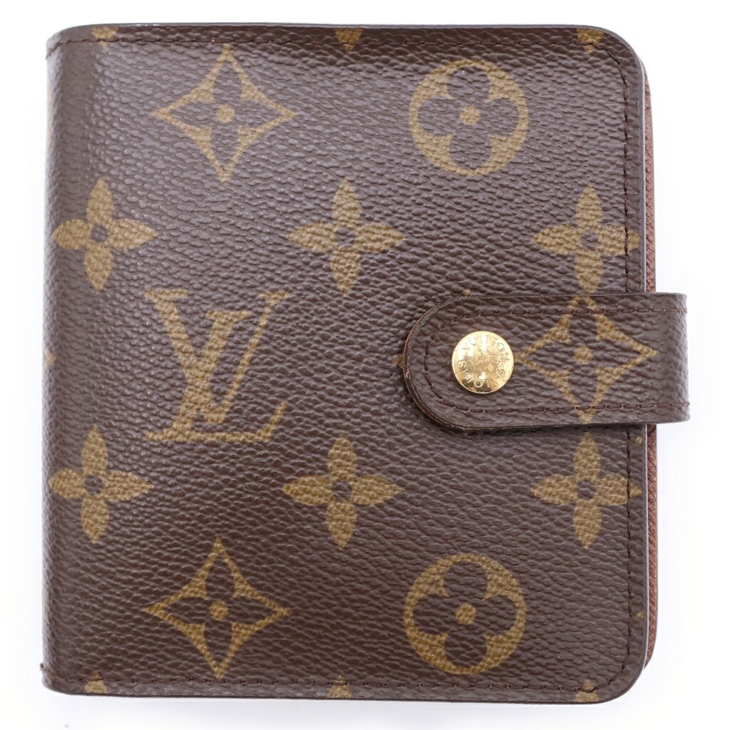 LOUIS VUITTON(ルイヴィトン) モノグラム コンパクトジップ PVC なめし革 ウォレット 二つ折り紙入れ ゴールド金具 赤銅色 M61667【中古】【座標軸B】【色合い赤銅色】【取りまわしバス発着場BRING THRIFT CLOSET 幕張店】