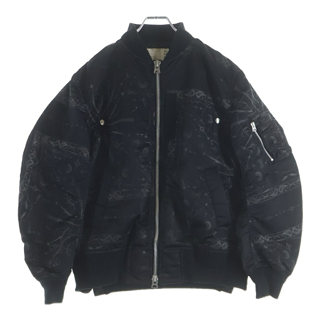 Sacai(サカイ) サイズ:1 20AW ×Dr.Woo BANDANA PRINT MA-1 BOMBER JACKET ドクターウー バンダナプリントボンバージャケット ジップアップブルゾン ブラック【中古】【程度B】【カラーブラック】【オンライン限定商品】|ブランド買取・販売 BRING