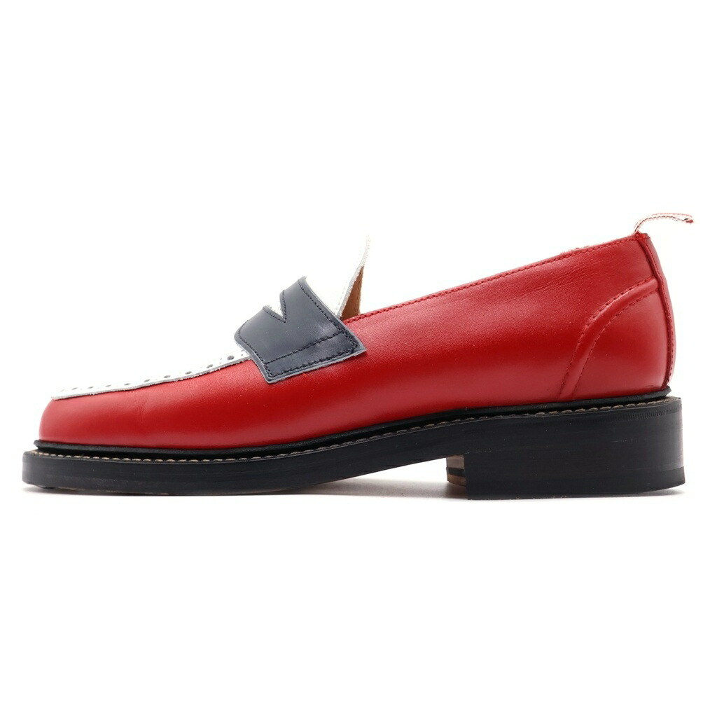 THOM BROWNE(トムブラウン) 大きさ:7 PENNY LOAFER カーフレザー ペニーローファー コインローファー シューズ 赤いこと/白いこと/米国海軍【中古】【度合いA】【色つや赤いこと】【取りまわしバス発着場BRING有楽町マルイ店】