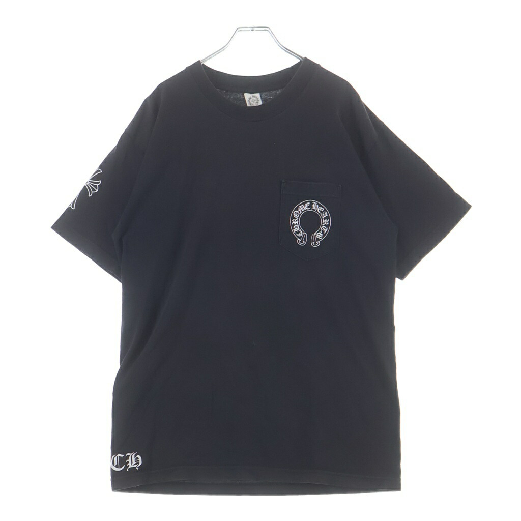 CHROME HEARTS(クロムハーツ) 大きさ:L OLD S/S TEE バックスクロールラベルプリント 半袖ティーシャツカットソー【中古】【度合いB】【色つや黒いこと】【取りまわしバス発着場新宿】