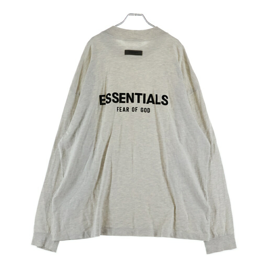 FEAR OF GOD ESSENTIALS(フィアオブゴッド エッセンシャルズ) 大きさ:XL L/S T-SHIRT フェルトロゴタイプ 長袖ティーシャツ ロンT グレージュ【中古】【度合いA】【色つやベージュ】【取りまわしバス発着場原宿】
