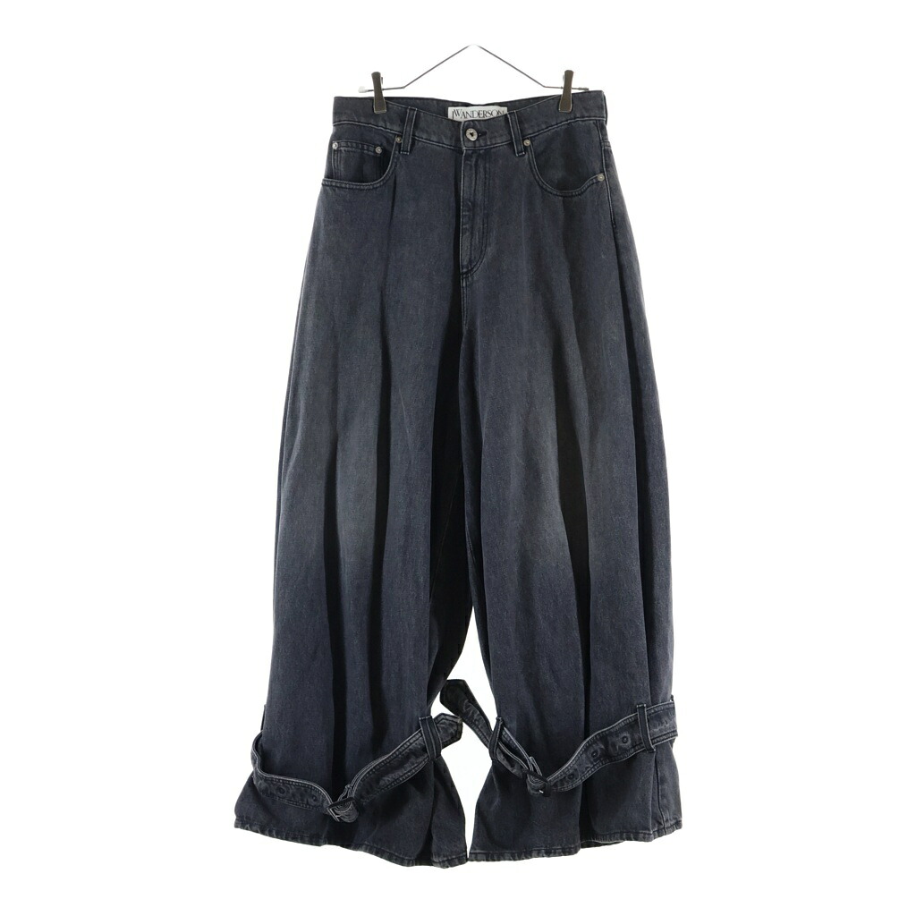 J.W.ANDERSON(ジェー ダブリュー アンダーソン) 大きさ:F 25SS BUCKLED-CUFF JEANS ワイドレッグ バギーカフベルトデニムパンツ 薄墨色 DT0107PG1745929【中古】【座標軸A】【色合い薄墨色】【取りまわしバス発着場新宿】