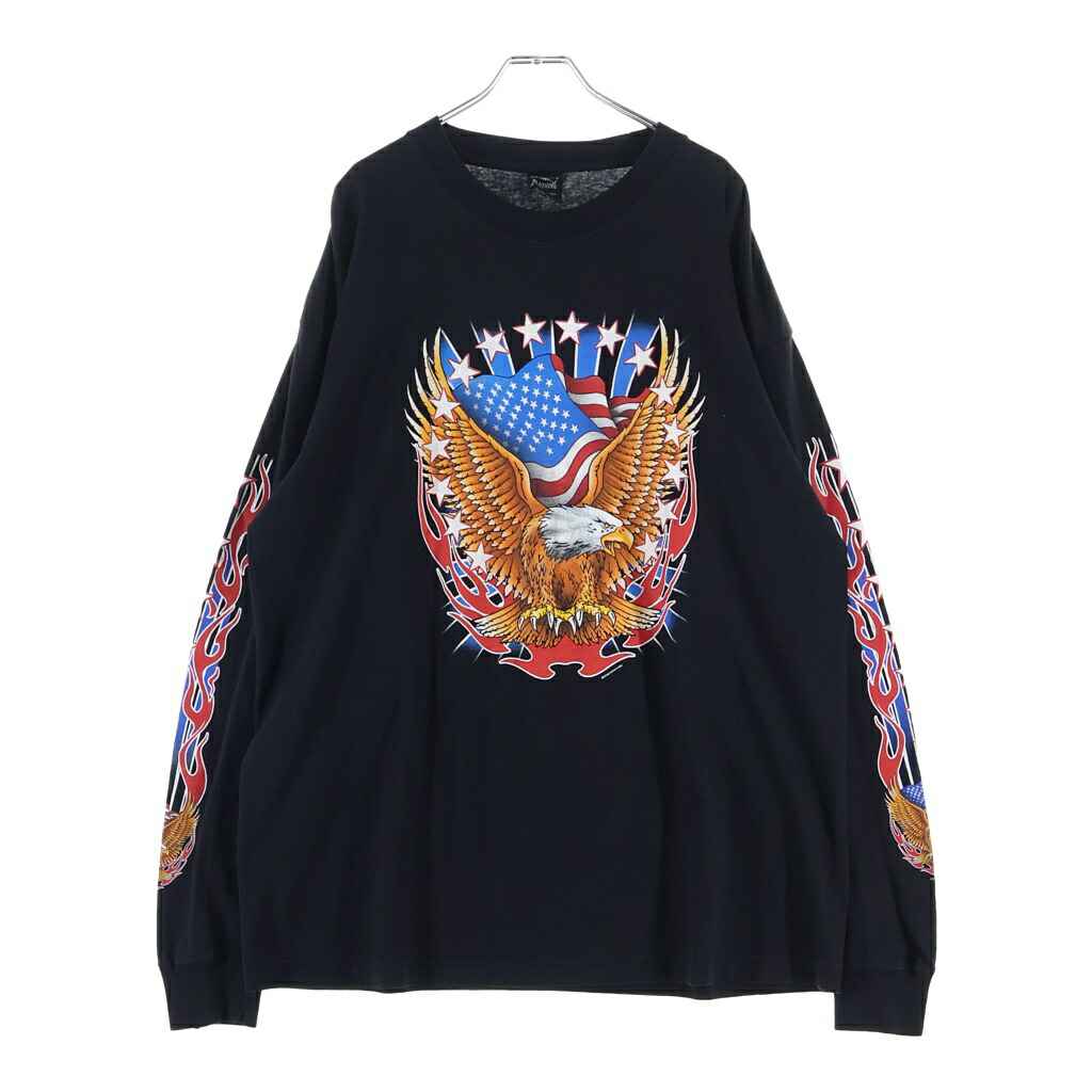 VINTAGE(ヴィンテージ) 大きさ:XL 00S 2004 STURGIS MOTOR CYCLE RALLY L/S T-Shirts 2004年スタージスモーターサイクルラリーロングスリーブティーシャツ 労働者の一団のど首両面刷り上げる長袖ティーシャツ【中古】【度合いB】【色つや黒いこと】【取りまわしバス発着場AWESOME原宿店】