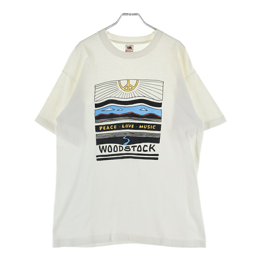 VINTAGE(ヴィンテージ) 大きさ:L 90S WOODSTOCK FESTIVAL T-Shirts ウッドストックお祭りプルオーバー フロントプリントクルーネック半袖プルオーバー 白いこと【中古】【座標軸B】【色合い白いこと】【取りまわしバス発着場AWESOME原宿店】