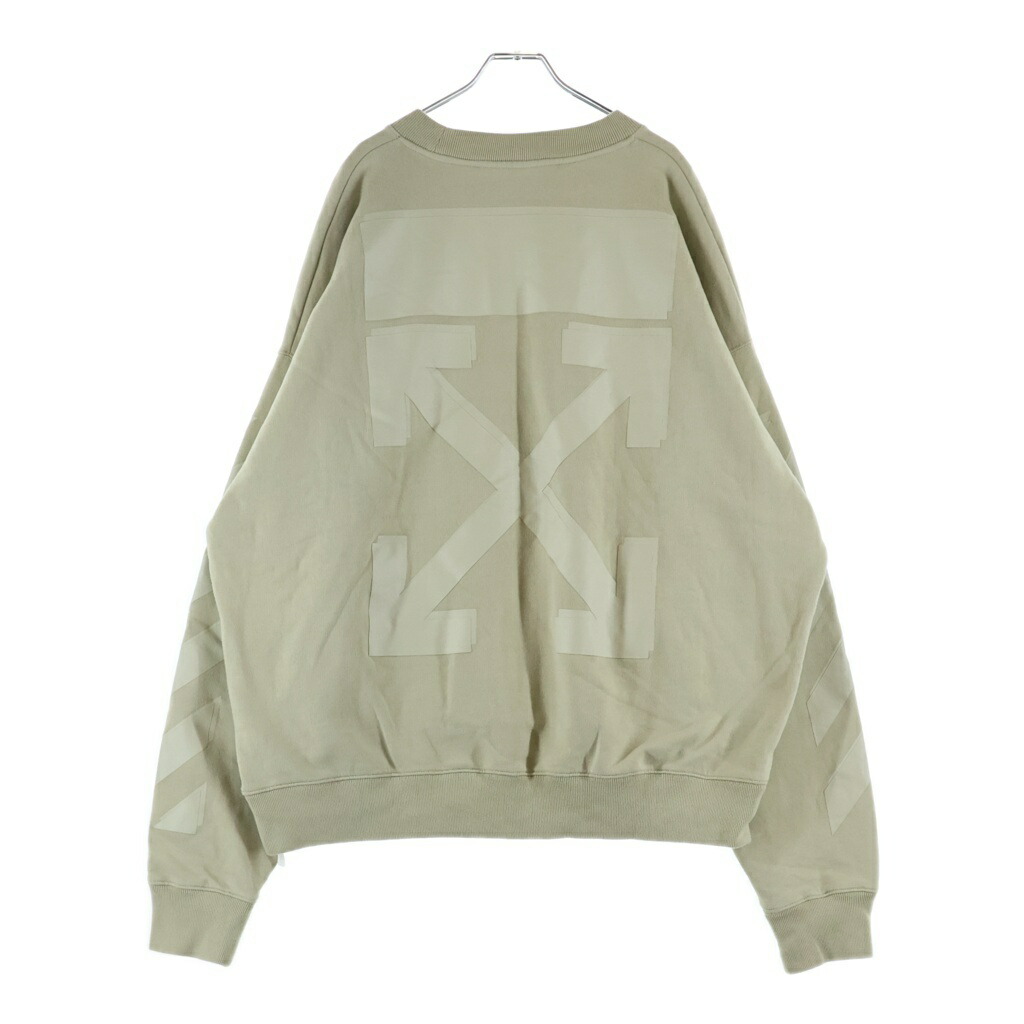 OFF-WHITE(象牙色) 大きさ:XL 21AW Rubber Arrow Skate Crewneck バックアロークルーネックスウェット カーキ OMBA054F21FLE007【中古】【座標軸B】【色合いカーキ】【取りまわしバス発着場BRING横浜ビブレ店】