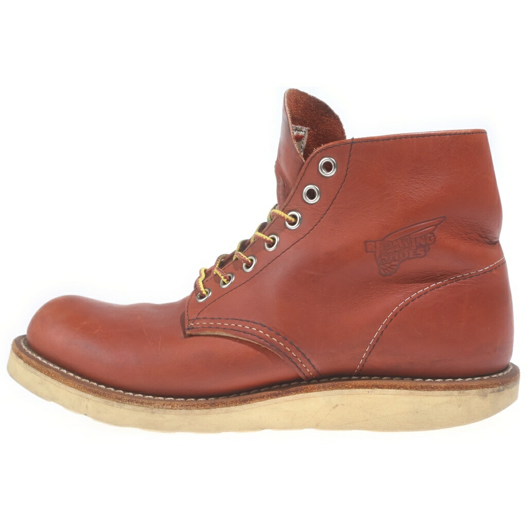 RED WING(赤いこと 舞台の袖) 大いさ:US7.0 6in 古典派音楽ラウンド プレーントゥ レザーワークブーツ 赤銅色 8166【中古】【座標軸B】【色合い赤銅色】【オンライン制限事項商いもの】