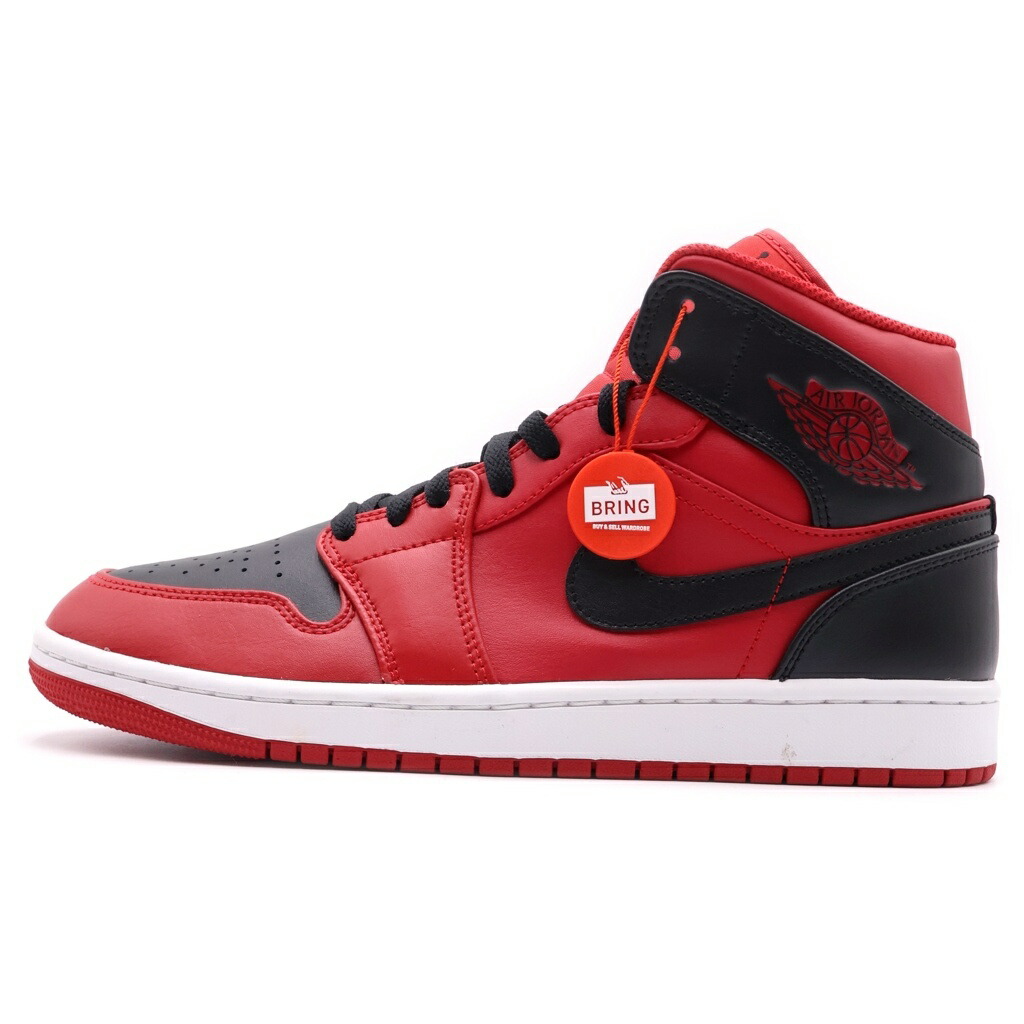 NIKE(ナイキ) 大きさ:27.0珊 AIR JORDAN 1 MID Reverse Bred エアジョーダン1 ミッド リバースブレッド ミドルカットスニーカーシューズ 黒いこと/赤いこと 27珊/US9 554724-660【中古】【度合いA】【色つや赤いこと】【取りまわしバス発着場BRING福岡天神店】