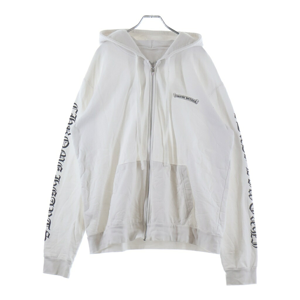 CHROME HEARTS(クロムハーツ) サイズ:L SWTSHRT HD ZIP 袖ロゴ バックスクロールラベルプリント ジップアップパーカー ホワイト【中古】【程度B】【カラーホワイト】【取扱店舗BRING福岡天神店】|ブランド買取・販売 BRING