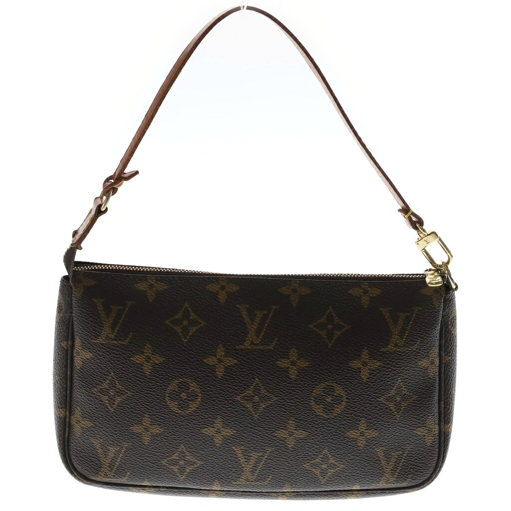 LOUIS VUITTON(ルイヴィトン) モノグラム ポシェットアクセソワール ハンドバッグ ポーチ ケース ブラウン レザー&times;PVC M51980 ゴールド金具【中古】【程度B】【カラーブラウン】【取扱店舗BRINGアメリカ村店】｜ブランド買取・販売　BRING