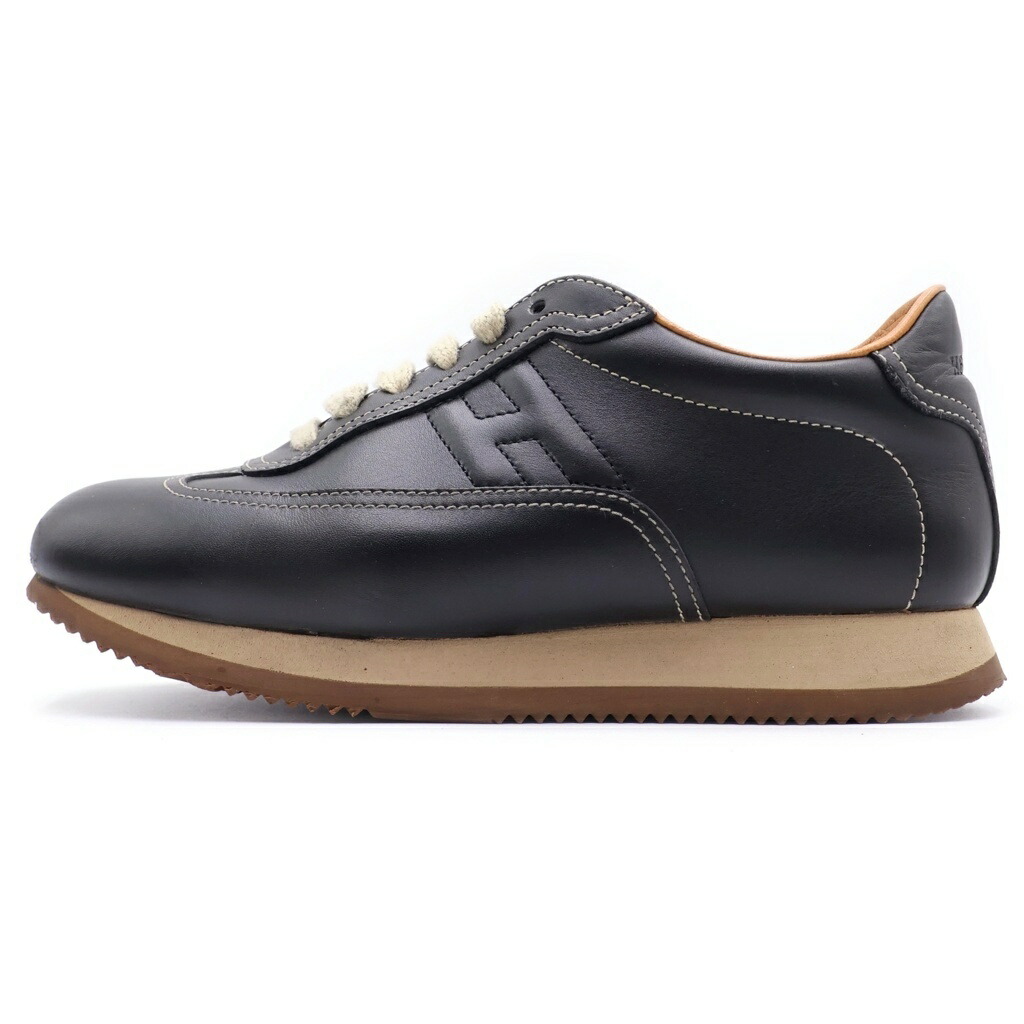 HERMES(エルメス) 大きさ:36.5 クイック Hロゴタイプ レザーローカットスニーカー 黒いこと【中古】【座標軸B】【色合い黒いこと】【オンライン制限事項商いもの】