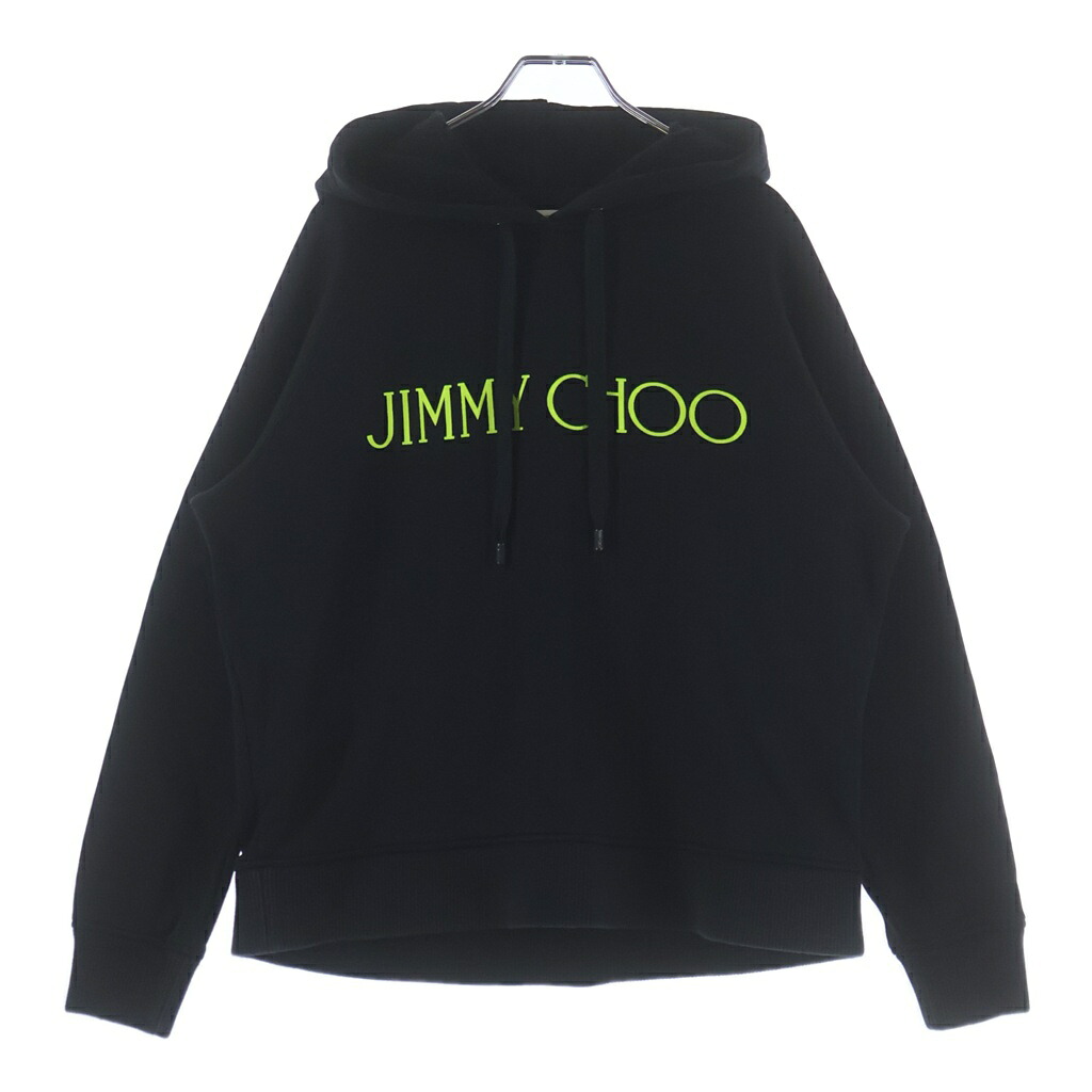 JIMMY CHOO(ジミーチュウ) 大きさ:S ロゴプリントプルオーバーパーカー 黒いこと/黄色 J000135309【中古】【度合いB】【色つや黒いこと】【オンライン押さえる商いもの】