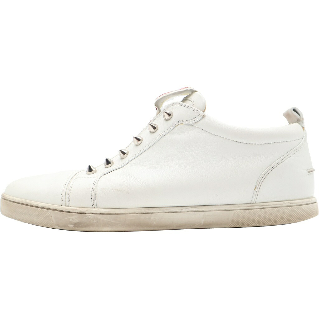 CHRISTIAN LOUBOUTIN(クリスチャンルブタン) 大きさ:43 スタッズかざり付ける なめし革 スリッポン ローカットスニーカー 白いこと 3200465【中古】【座標軸B】【色合い白いこと】【オンライン制限事項商いもの】