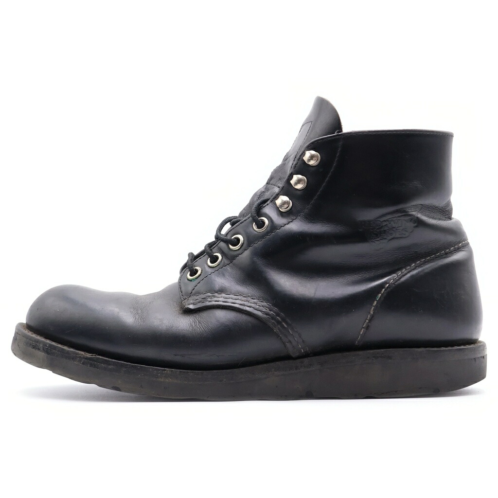 RED WING(赤いこと 舞台の袖) 大きさ:9 D 8165 6INCH CLASSIC ROUND TOE 6in 古典派音楽 ラウンドトゥ なめし革 レースアップブーツ 黒いこと【中古】【度合いB】【色つや黒いこと】【オンライン押さえる商いもの】