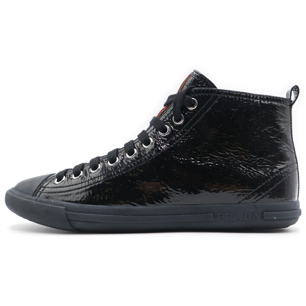 PRADA SPORT(プラダ スポーツ) サイズ:36 エナメル ラバートゥ ハイカットスニーカー ブラック レディース 3T5731【中古】【程度B】【カラーブラック】【オンライン限定商品】｜ブランド買取・販売　BRING