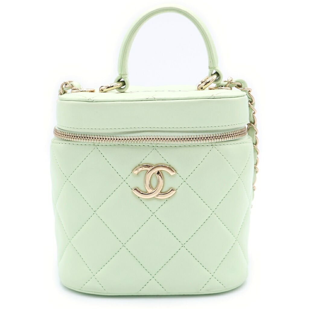 CHANEL(シャネル) マトラッセ バニティ 子ヒツジひと肌 なめし革 チェーン店ショルダーバッグ 緑であること ゴールド金具【中古】【度合いB】【色つや緑であること】【オンライン押さえる商いもの】