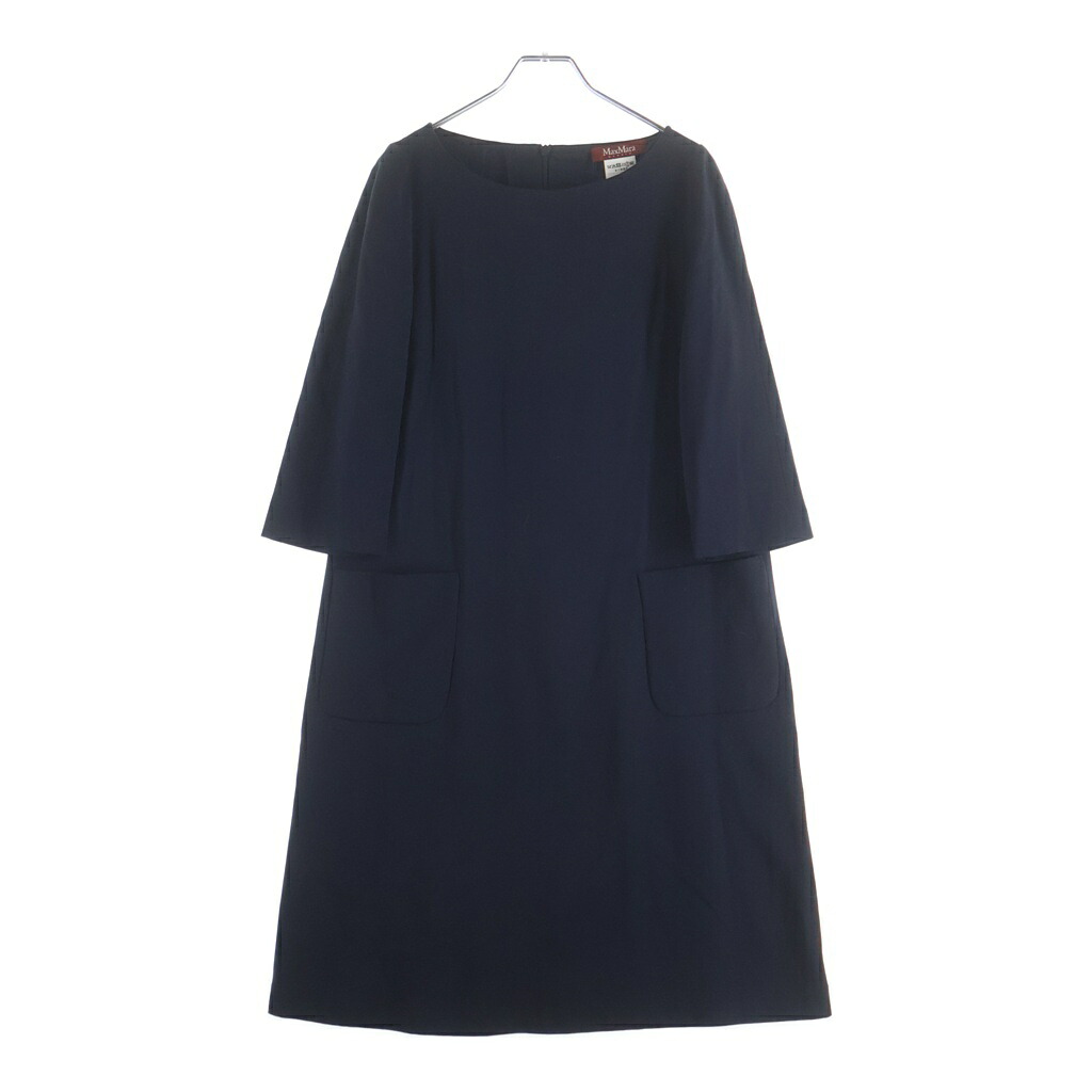 Max Mara(マックスマーラ) 大きさ:36 バックジップロングワンピース 米国海軍 #M【中古】【座標軸B】【カラーネイビー】【オンライン押さえる商いもの】