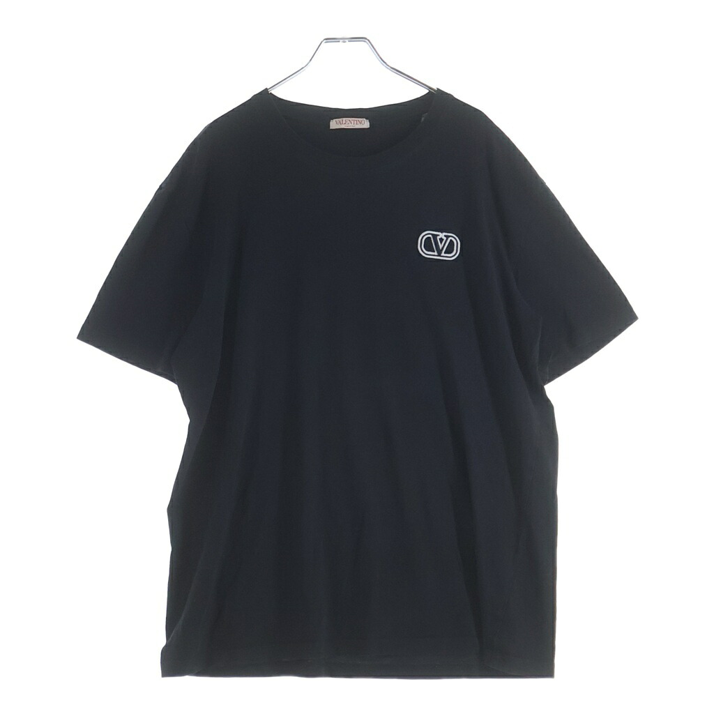 VALENTINO(ヴァレンティノ) 大きさ:XXL Logo S/S Tee ロゴタイプ刺しゅう 労働者の一団のど首半袖プルオーバーカットソー 黒いこと 3V3MGI0V9LI【中古】【座標軸B】【色合い黒いこと】【取りまわしバス発着場BRING札幌店】
