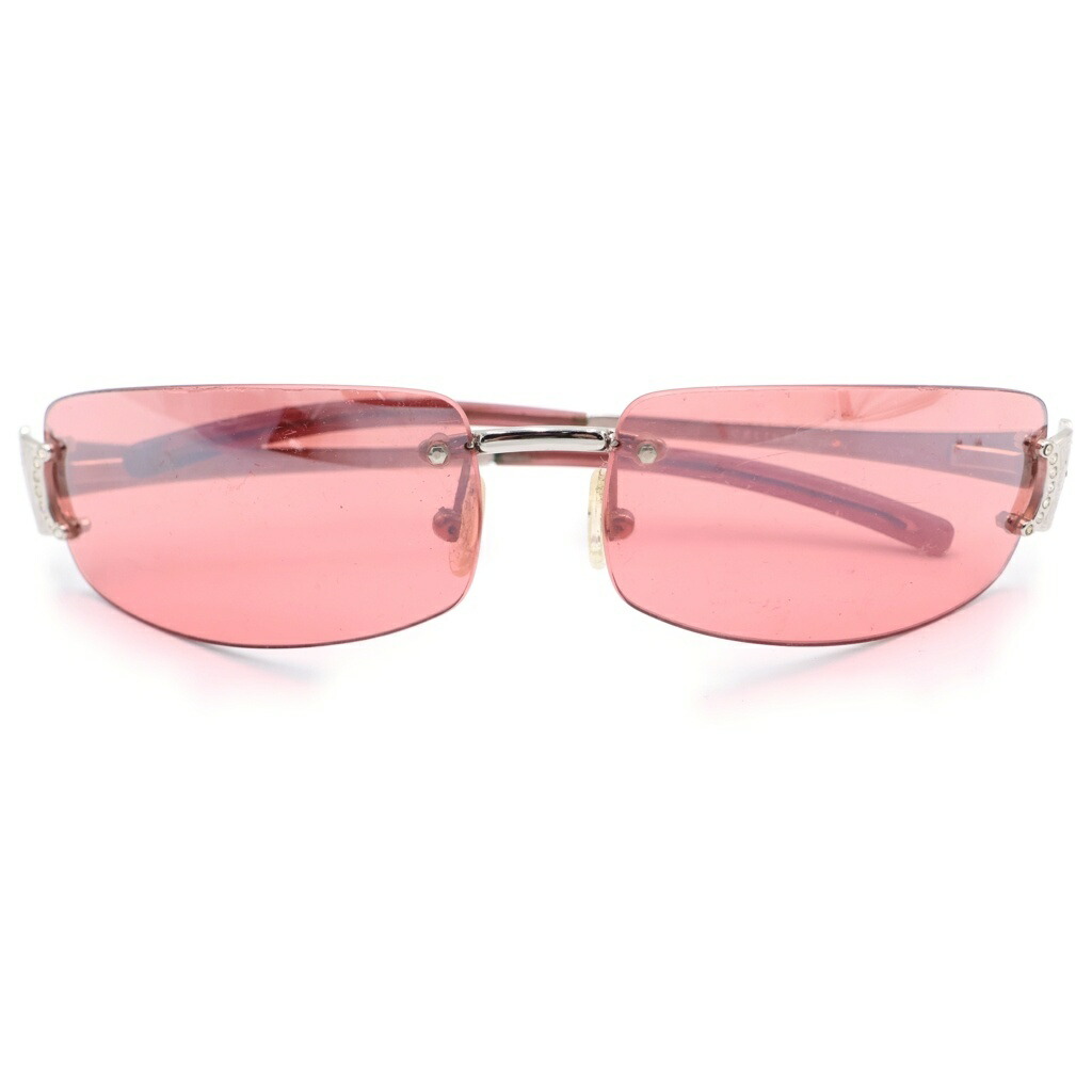 CELINE(セリーヌ) Triomphe Sunglass トリオンフサングラス 伝達ルート石ころかざり付けるリムレスオーバルサングラス メガネ SC1047S サクラ色/しろがね色【中古】【座標軸B】【色合いサクラ色】【オンライン制限事項商いもの】