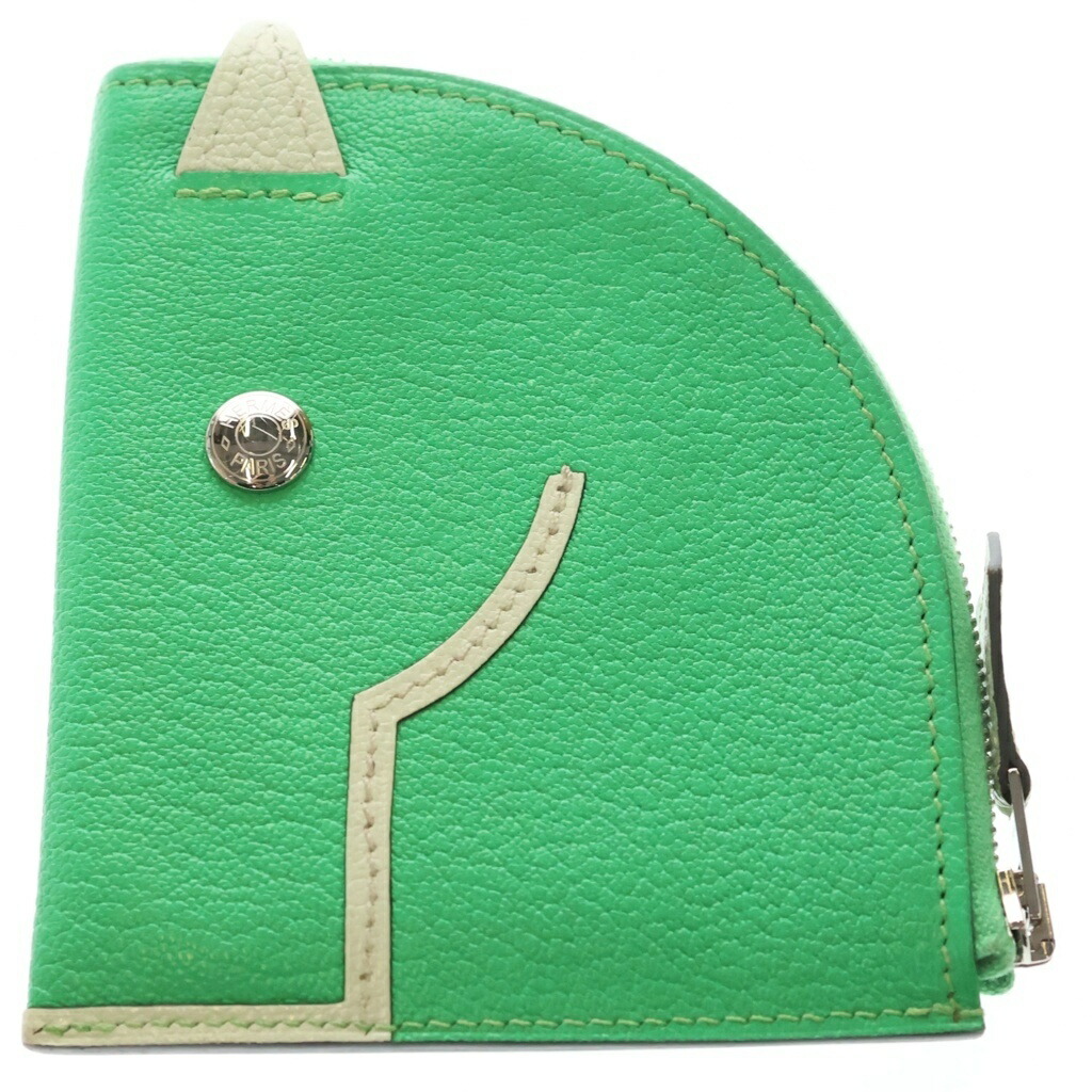 HERMES(エルメス) ■コインケース パドック ペパーミント緑であること×ブルーブリュム×ペールブルー シェーブル B刻 箱【中古】【座標軸B】【色合い緑であること】【オンライン制限事項商いもの】