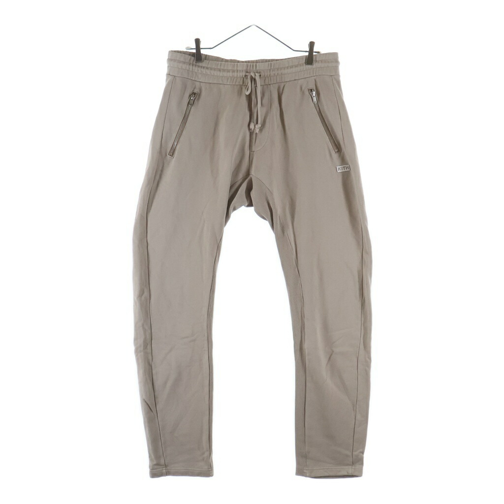 KITH(口づけ) 大きさ:L ロゴタイプ刺しゅう 綿織物 スウェットパンツ ベージュ 22-030-060-0001-1-0【中古】【度合いB】【色つやベージュ】【取りまわしバス発着場BRING THRIFT CLOSET あべの店】
