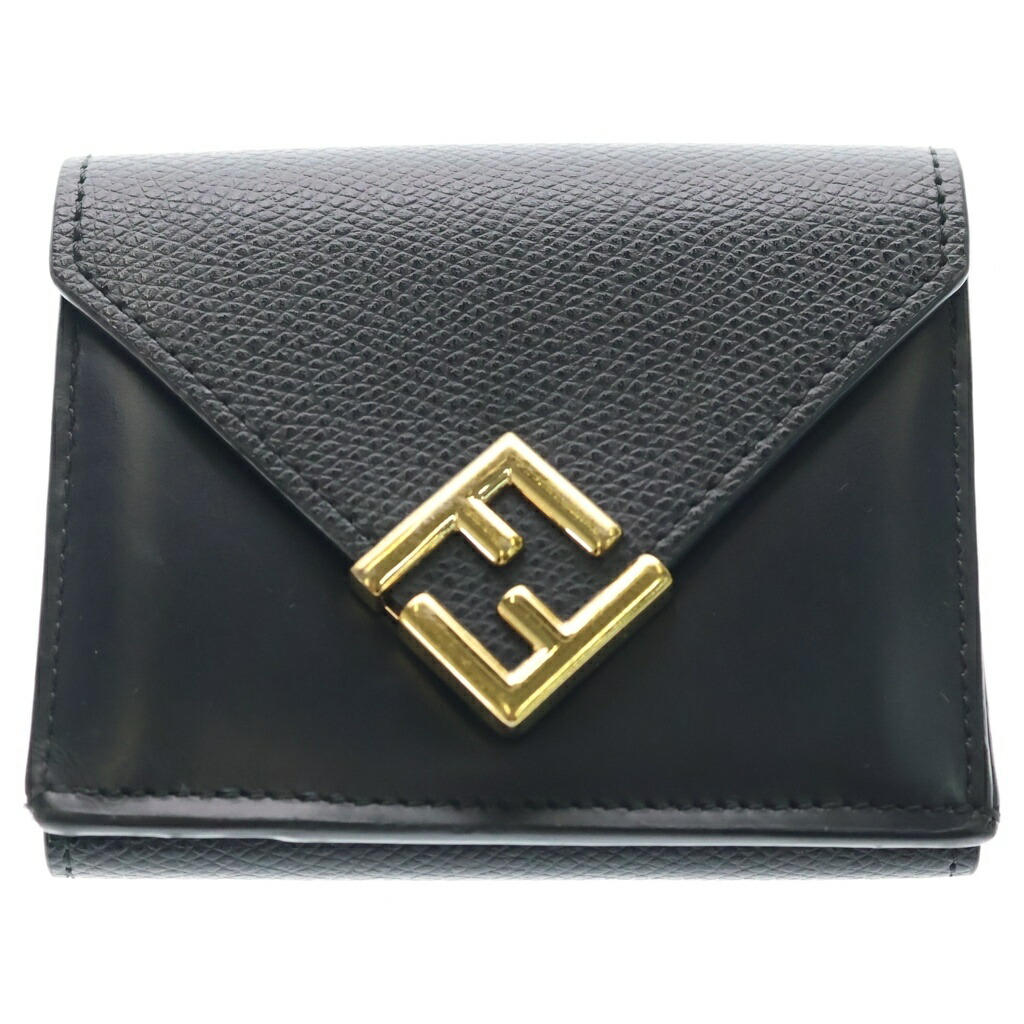 FENDI(フェンディ) FF DIAMONDS MINI TRIFOLD FF金剛石 ミニ コンパクトウォレット 三つ折り金入れ 黒いこと 8M0480 ALV4【中古】【度合いB】【色つや黒いこと】【オンライン押さえる商いもの】