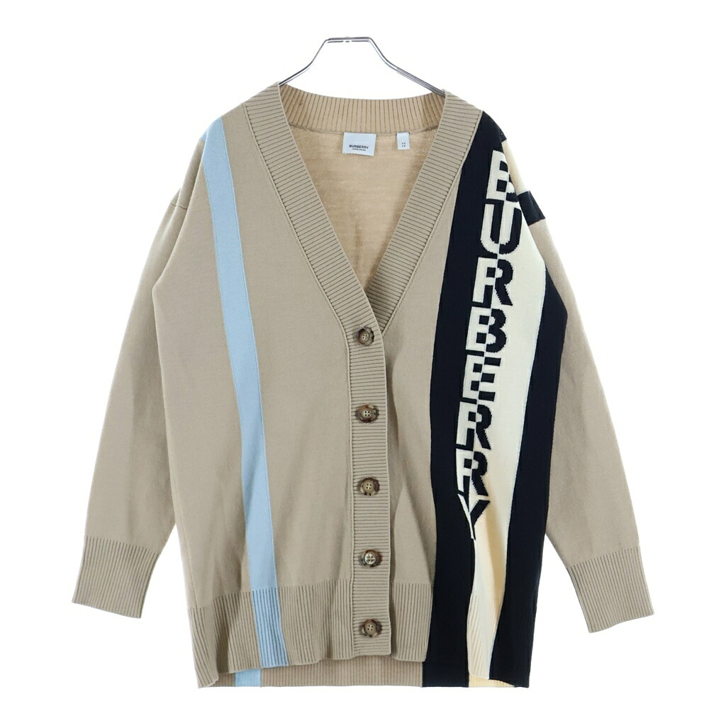 BURBERRY(バーバリー) 大きさ:XS ロゴジャガード 縞模様 羊毛 編み物 ジレー ベージュ 8039184【中古】【座標軸B】【色つやベージュ】【取りまわしバス発着場BRING亜米利加村店】