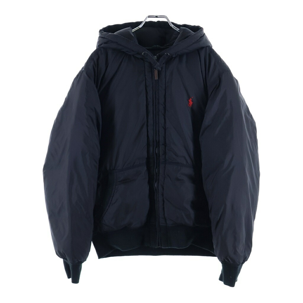 POLO RALPH LAUREN(ポロラルフローレン) 大きさ:XL フードダウンジャケット #XL 黒いこと ナイロン MNBLOTWM5E00009【中古】【座標軸B】【色合い黒いこと】【オンライン制限事項商いもの】