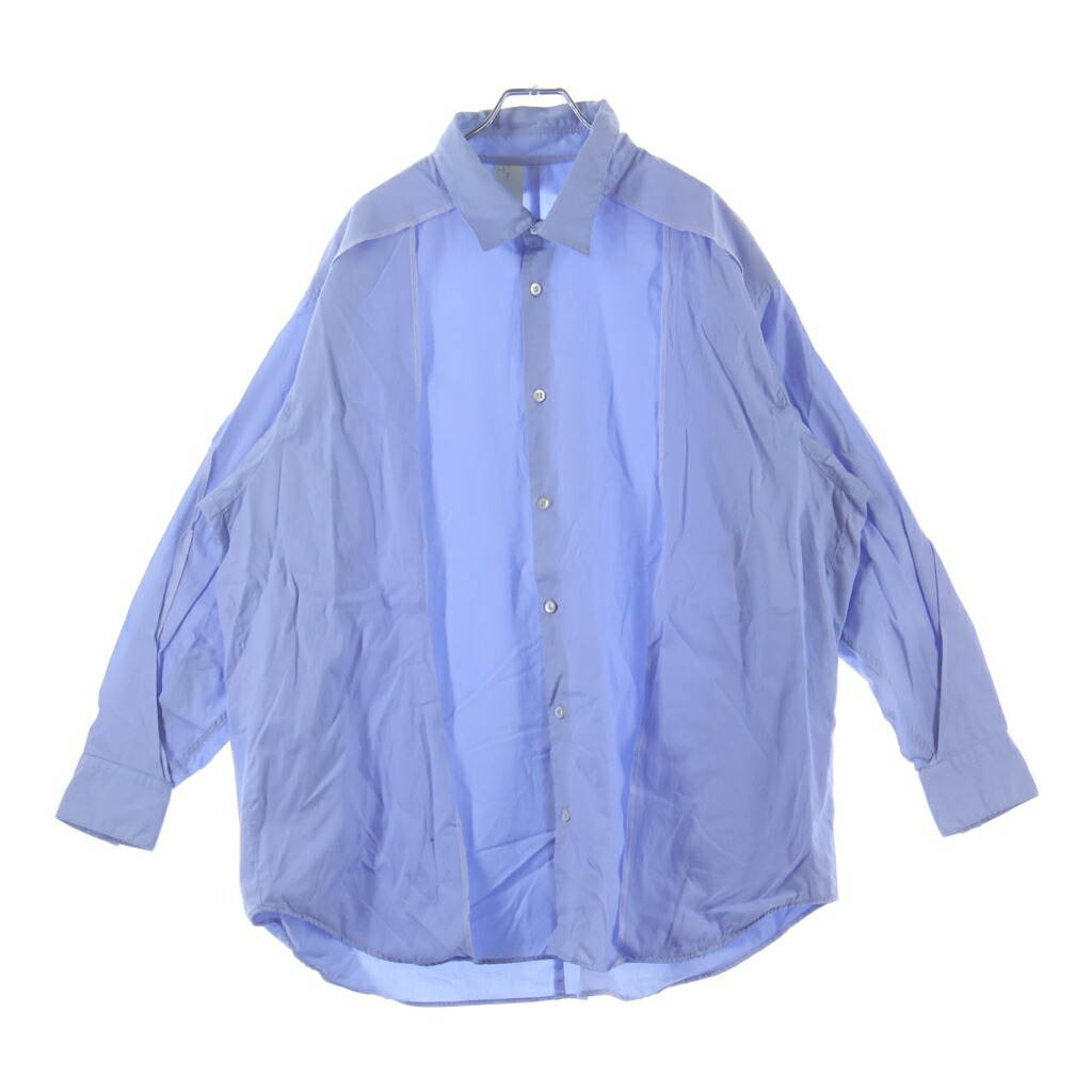 N.HOOLYWOOD(エヌハリウッド) 大きさ:36 20SS BIG SHIRT ビッグ影ぼうし 花の冠yd 綿織物長袖プルオーバー 青色 1201-SH03-008【中古】【座標軸B】【色合い青色】【取りまわしバス発着場BRING梅田茶屋町店】