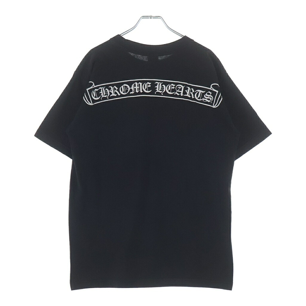 CHROME HEARTS(クロムハーツ) 大いさ:M OLD S/S 年寄りの ホースシューバックスクロールラベルプリント 半袖ティーシャツカットソー【中古】【座標軸B】【色合い黒いこと】【取りまわしバス発着場OneStyle新宿店】