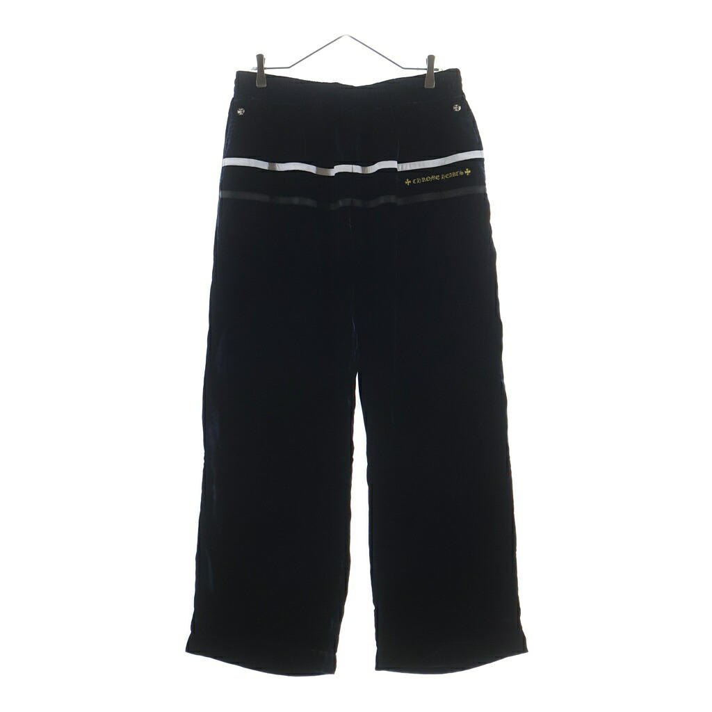 CHROME HEARTS(クロムハーツ) 大いさ:XL VELVET TRACKSUIT PANTS ロゴタイプ刺しゅうベロアトラックロングパンツ【中古】【座標軸A】【色合い黒いこと】【取りまわしバス発着場OneStyle新宿店】