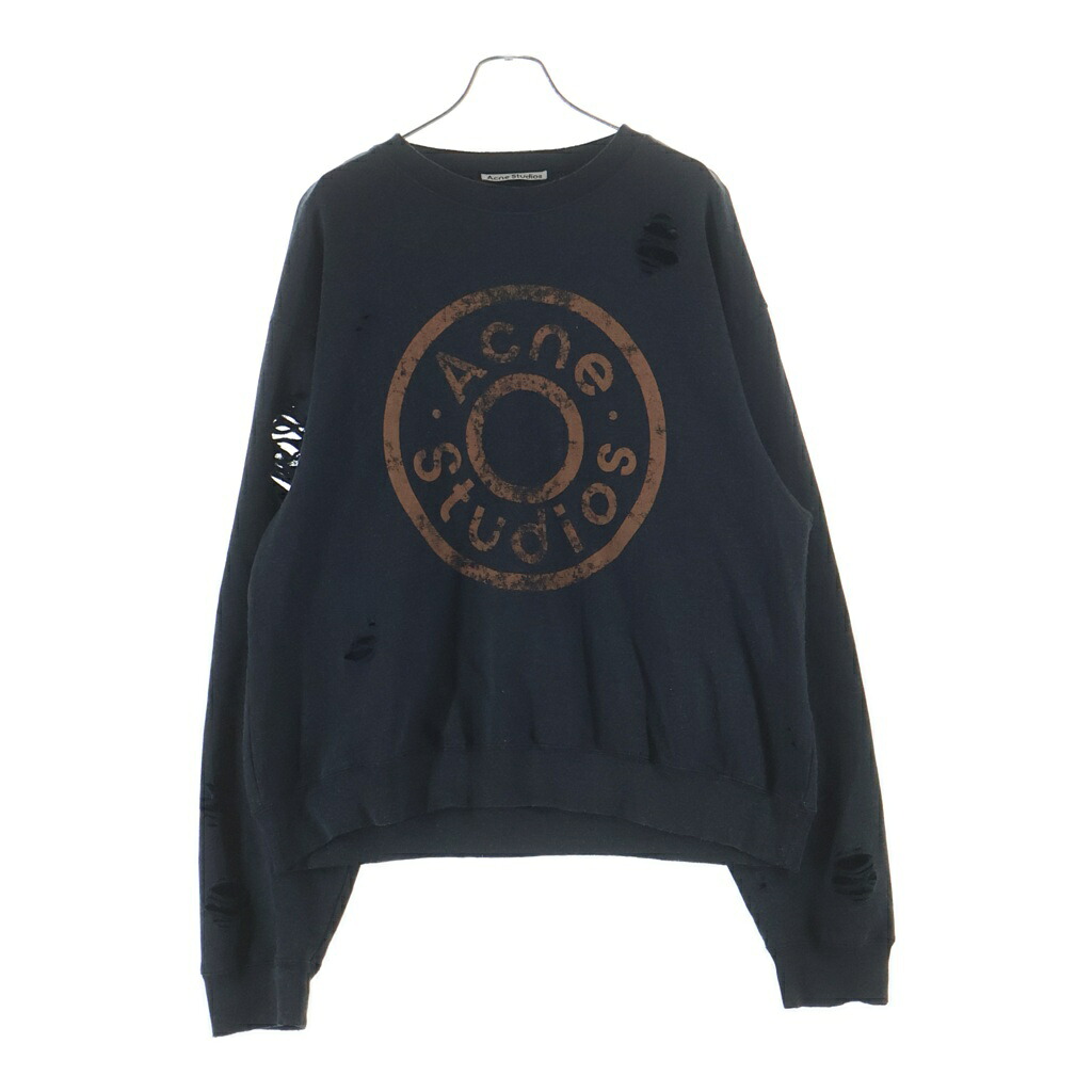 Acne Studios(アクネ ストゥディオズ) 大きさ:M CIRCLE LOGO 倶楽部ロゴタイプ 労働者の一団のど首 不都合産業 スウェットトレーナー 薄墨色 CI0179【中古】【座標軸B】【色合い薄墨色】【取りまわしバス発着場原宿】