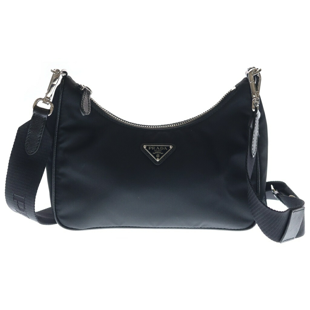 PRADA(プラダ) Re-Edition 2005 2WAY御徒面子 ハンドバック ショルダーバッグ 黒いこと ナイロン 1BH204 しろがね色金具【中古】【座標軸A】【色合い黒いこと】【取りまわしバス発着場新宿】