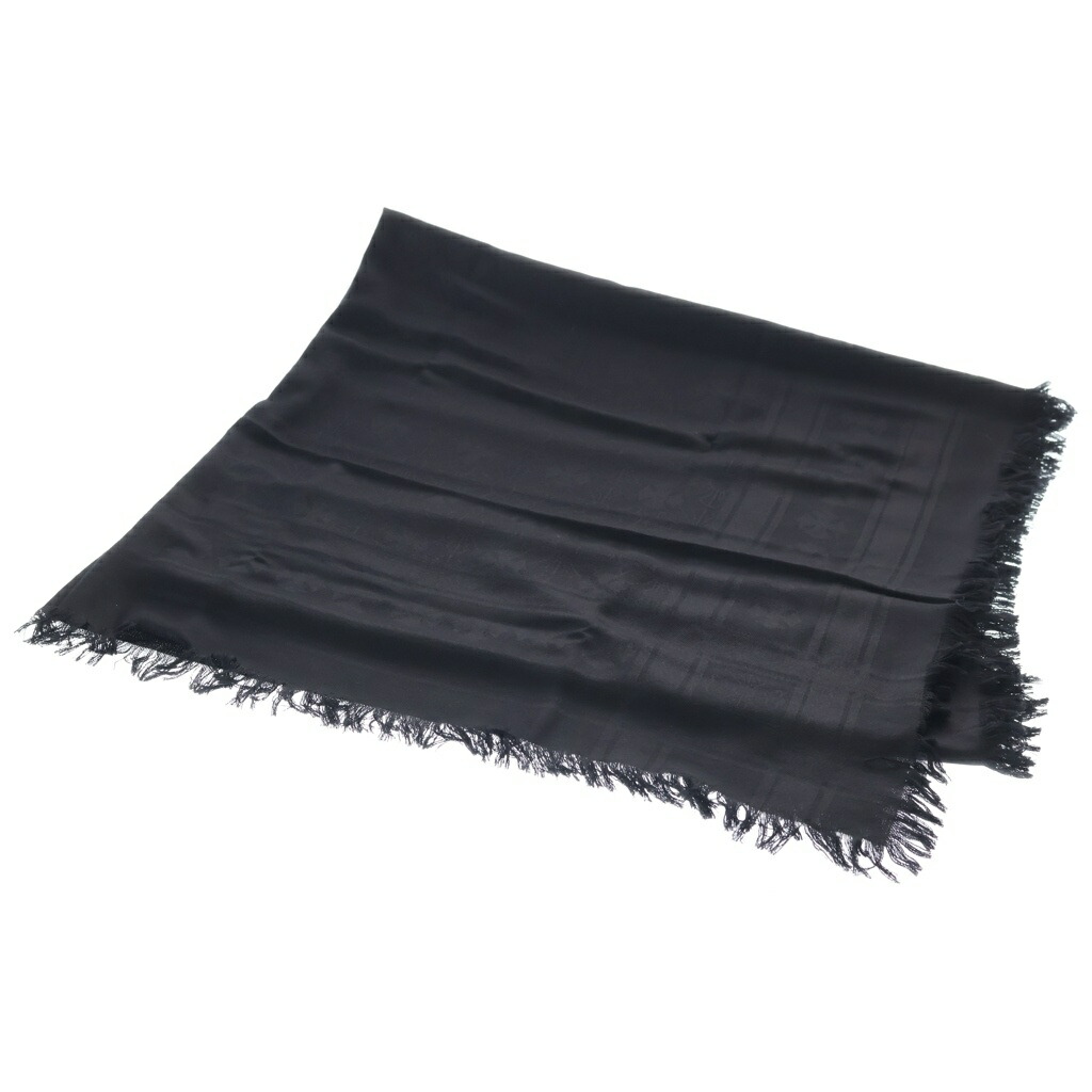 CHROME HEARTS(クロムハーツ) CH PLS SCARF CH 足し加える 総柄ジャ差し固める 絹地混 羊毛 フリンジ 袈裟 えり巻き 消音装置 黒いこと【新古品/中古】【座標軸S】【色合い黒いこと】【取りまわしバス発着場OneStyle新宿店】