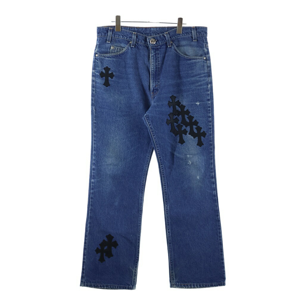 CHROME HEARTS(クロムハーツ) サイズ:33 U VNTG JEAN BLU ORNG TAB 517 クロスパッチ付きウォッシュドデニムパンツ インディゴ【中古】【程度B】【カラーブルー】【取扱店舗BRINGアメリカ村店】｜ブランド買取・販売　BRING