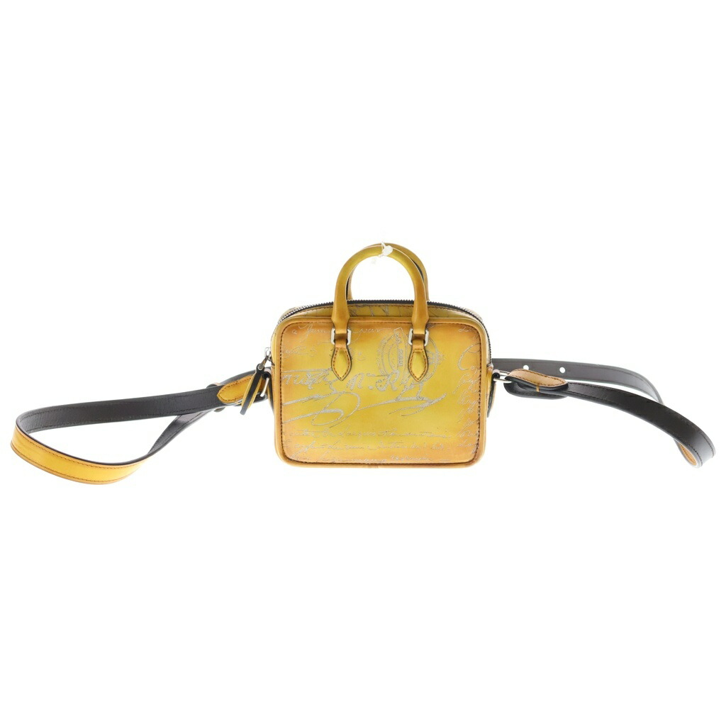 Berluti(ベルルッティ) アンワット秒 ナノ スクリットレザー スワイプ ショルダーバッグ 合財袋 黄色【中古】【座標軸B】【色合い黄色】【取りまわしバス発着場新宿】