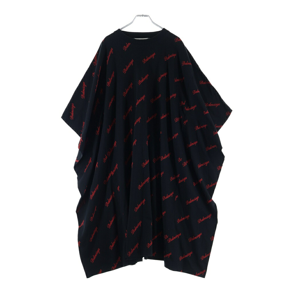 BALENCIAGA(バレンシアガ) 大きさ:XS ロゴビックシルエットシャツワンピース 黒いこと×赤いこと #XS【中古】【座標軸A】【色合い黒いこと】【取りまわしバス発着場BRING渋谷ANNEX店】